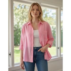 Frank & Eileen Women Size Xs “Eileen” Button Down Long Sleeve Shirt Pink Cotton